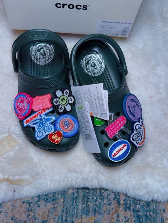 CROCS Shoes - CROCS women Dark Green Classic Clog with Colorful Jibbitz Charms